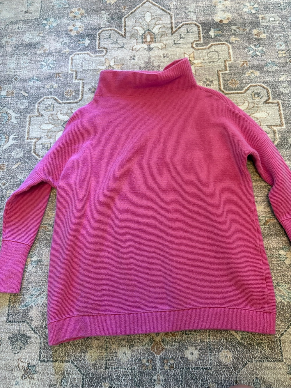 Free People Women's Pink Mock Neck Sweater